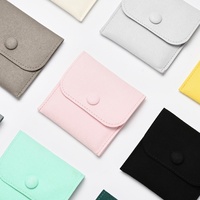 Pochette à bijoux en cuir PU microfibre velours haut de gamme FANXI avec logo personnalisé, taille 8*8, modèle D059, blanc rose, sac cadeau tiroir