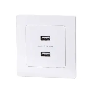 Adattatore USB bianco a 2 prese, compatibile con i sistemi tedeschi e francesi, ideale per caricare dispositivi elettronici. - Product Image 1