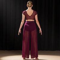 Ensembles de costumes de danse lyrique pour femmes MiDee, haut ouvert avec soutien-gorge intégré et pantalon large fendu pour les spectacles sur scène
