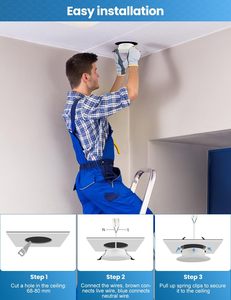 Spot LED Encastrable Blanc Chaud 3500K IP65 Anti-Éblouissement pour Plafond de Salle de Bain, Angle de Faisceau 120 Degrés, Corps en Plastique - Product Image 5
