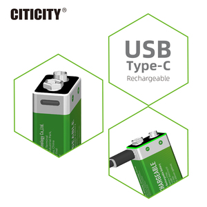 CITICITY C901 Batería Recargable de Iones de Litio de 9V y 4500mAh, 1200+ Ciclos, Cable de Carga USB-A y USB-C para Uso Doméstico - Product Image 3