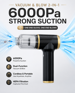 OEM ODM Portable Cordless Handheld Vacuum Cleaner 6000Pa 50W <b>Car</b> Vacuum Air <b>Blower</b> Duster with Type-C Charging and 7-Piece Kit - Product Image 2