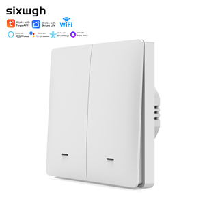 Interrupteur intelligent WiFi Tuya SIXWGH, 2 gangs, blanc, qualité certifiée, double commande pour éclairage <span class=keywords><strong>de</strong></span> pièce indépendant, directement <span class=keywords><strong>de</strong></span> l'usine - Product Image 1