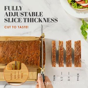 Wooden Bread Slicer Adjustable Divider Multi Functional Crumb Tray Manual Bread Cutter <b>Kitchen</b> Tool - Product Image 3