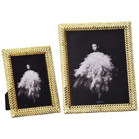 LuxuryGolden Scale Texture Photo Frame European Simple Metal Photo ...
