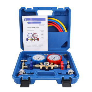R134a Refrigerant Gauge <b>Kit</b> Dual Pressure Meter Valve With Adapters For Car Air Conditioning Repair Tool Set - Product Image 1