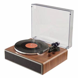 Tourne-disque <span class=keywords><strong>vinyle</strong></span> vintage tout-en-un avec haut-parleurs intégrés, lecture Bluetooth et cache anti-poussière pour audiophiles et usage domestique - Product Image 2