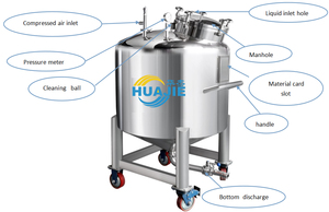 HUAJIE 316L SS304 Precio al por mayor de grado alimenticio Tanque de almacenamiento de aceite de canola Tanque de procesamiento de aceite vegetal 500 litros con camisa - Product Image 3