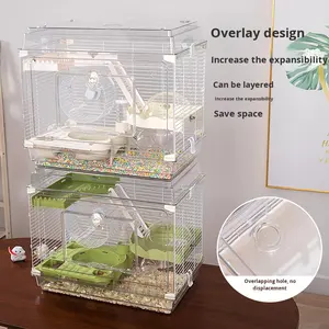Cage à hamster panoramique transparente à trois étages, de luxe, dorée, avec <span class=keywords><strong>cadre</strong></span> en plastique, grande taille, <span class=keywords><strong>pas</strong></span> chère, 48 - Product Image 5