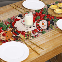 Nouveau chemin de table de Noël 2026, imprimé Père Noël et rennes, décoration de table de fête, nappe décorative