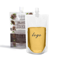 Pochette transparente personnalisée avec bec verseur et poignée, sachet souple pour boissons, sacs d'eau potable