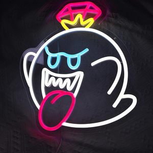 ป้ายไฟนีออนคิงบู หน้าผี ไฟนีออน LED โคมไฟมาริโอ ป้ายอะคริลิคสำหรับห้องเล่นเกม - Product Image 5