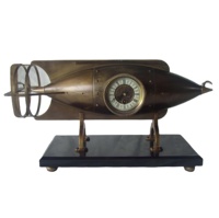 Horloge industrielle massive en laiton massif de style français, antique, à 8 jours d'autonomie, type sous-marin/torpedo/moteur à vapeur