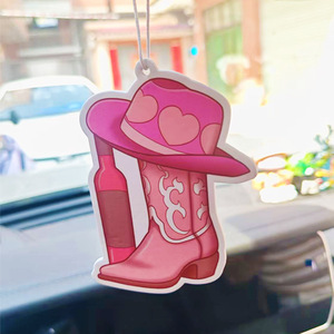 Sombrero de Vaquero Rosa Colgante de Papel, Estilo Hip Hop, para Coche, Eliminador de Olores, Decorativo, Aromático, Personalizado, Tendencia de Moda - Product Image 2