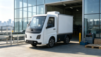 Fourgonnette électrique lithium EEC L7e à carrosserie fermée, mini-camion de fret orienté export, autonomie 201-300 km, moteur 50 kW pour distributeurs étrangers