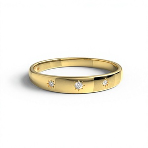 Anillo Vintage Chapado en Oro de 18K con Estrella Celestial, Conjunto Gypsys con Banda de Diamantes Naturales Grabados, Anillos Ligeros Unisex para Boda, Regalo - Product Image 1