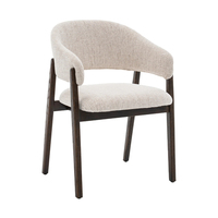Fauteuil en bois de caoutchouc moderne, fauteuil en bois avec accoudoirs, fauteuil d'appoint en tissu de style mid-century pour salon