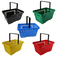 Vente en gros petit panier de supermarché en plastique rose de 20 L, souple et mignon, pour les magasins