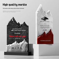 Personnalisé Nouveau Marbre Exquis Sublimation Plaque Prix Trophée Pic Montagne Forme Événement Trophées Société Souvenir Annuel