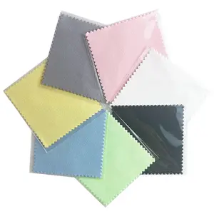 Paño de microfibra suave con logotipo personalizado de 8cm y 3,15 pulgadas, paño de limpieza de joyería chapado en oro y plata platino - Product Image 1