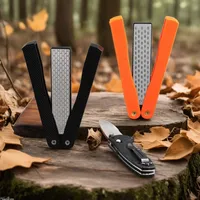 PMS Double face pliable Portable extérieur aiguiseur de couteaux diamant pierre à aiguiser en forme d'éventail affûtage