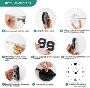 Pegatinas de reloj de pared grandes sin marco 3D, decoración de pared artesanal para sala de estar, dormitorio y oficina, color negro - Product Image 5