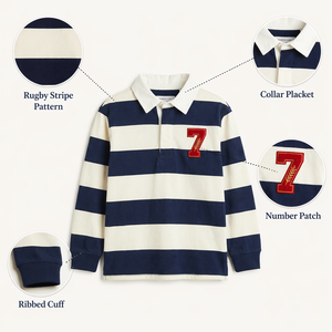 <span class=keywords><strong>Polo</strong></span> à manches longues en coton tricoté 100 % pour garçon, chemise décontractée à boutons, motif uni brodé, séchage rapide, personnalisable - Product Image 3