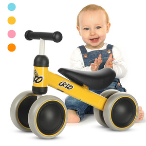 Chilly Kids Four Wheel Balance Bike 12 Inch Adjustable Seat For Toddlers 1-3 Years Metal <b>Frame</b> Plastic Rim Yellow - Product Image 1