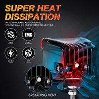 Auxbeam LED Cube Projecteurs 3 Pouces 40W, 4800LM Off Road Light Bar, Red Shell Ditch Lights pour Jeep Camion Bateau ATV Voiture