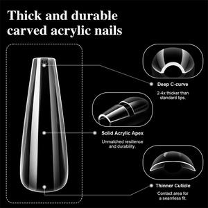 Faux ongles semi-givrés arqués sans couture de 16 tailles Faux ongles transparents en boîte - Product Image 4