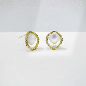 custom plata 925 sterling silver korean vintage earring fashion bulk elegant summer 14k gold plated gemstone earrings for women - Product Image 1