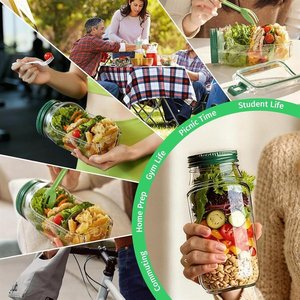 Vertical Layering Salad Jar 1-3L Airtight Seal Lid For Fresh Meal Prep - Product Image 2