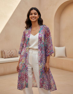 Shrug élégant pour femme en georgette légère, tissu fluide et doux, confortable, idéal pour le bureau, les soirées et les occasions formelles - Product Image 3