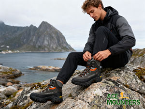 Scarponi da trekking impermeabili resistenti all'usura <span class=keywords><strong>Scarpe</strong></span> da esterno in Nylon-taglio medio-alto arancione <span class=keywords><strong>per</strong></span> l'alpinismo escursionistico da pesca - Product Image 2