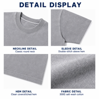Kaos Distressed Katun Murni 300GSM Heavyweight Snow Wash Kerah Bulat Lengan Pendek Oversize Boxy Fit Abu-abu Vintage Streetwear OEM