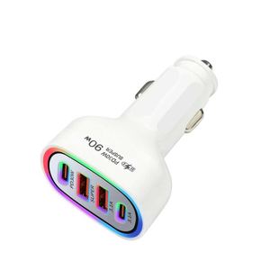 90W Car Charger Fast Charging Mobile Phone USB-C Quick Car Charger 4 Ports Car Lighter Adapter - Product Image 2