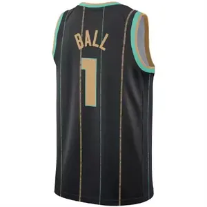 Venta al por mayor de todos los estilos de baloncesto cosidos Jersey conjunto corto Charlotte 1 Lamelo Ball 2 Larry Johnson 33 Alonzo Mourning