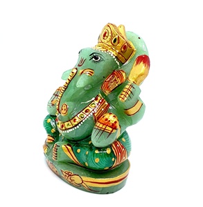 Handcrafted Green Aventurine Ganesha <b>Statue</b> Small <b>Religious</b> Buddhism Carved Figurine Rudra Gems Engraving Crystal Quartz - Product Image 2