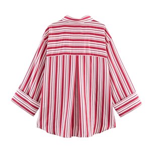TAOP&ZA Chemise rayée à revers pour <span class=keywords><strong>femme</strong></span>, style printemps 2026, polyvalente, mode européenne et américaine 5029058 - Product Image 2