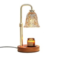 Lanterne rétro chauffe-bougie électrique en verre, brûleur d'aromathérapie avec luminosité réglable, lampe de table chauffante pour chambre à coucher