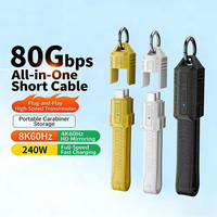 Cable USB 4 portátil tipo llavero con indicador de luz LED, cable corto USB C a C de 240W, cable de datos FPC de 80Gbps para video 8K