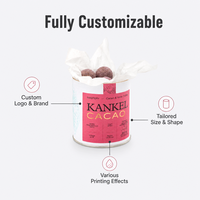 Tube en carton personnalisé imprimé pour chocolat, qualité alimentaire, écologique, pour bonbons et noix, avec couvercle en fer blanc