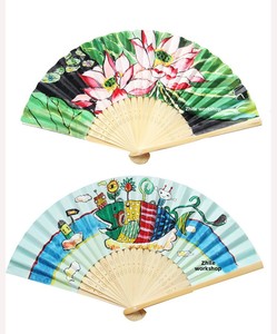 Biểu tượng tùy chỉnh in ấn trang trí bằng gỗ gấp Bamboo Hand Black <span class=keywords><strong>Fan</strong></span> - Product Image 6