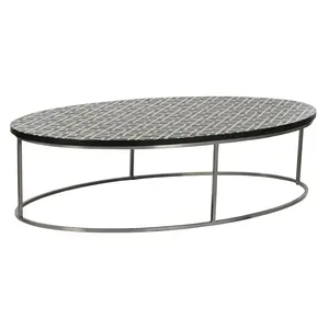 Table basse en os 150x80x40 pouces, incrustation artisanale - Product Image 1