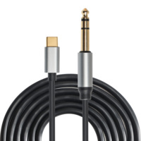 Câble audio de type C USB C vers AUX Stéréo 6.35mm mâle plaqué or pour téléphone portable Amplificateur Haut-parleur Aux Casque