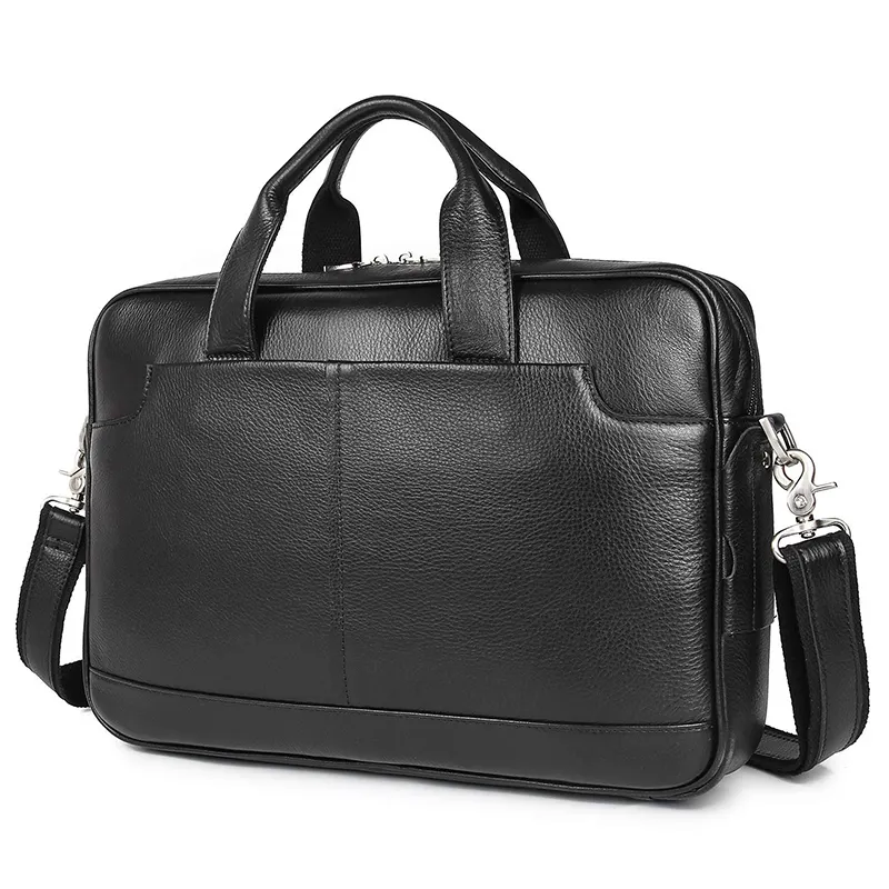 Custom Luxury Black Business Men Leather Tote Office Bag Travel Messenger Lawyer Shoulder Bag 15.6 Inch Laptop Briefcase leather