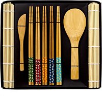 Ensemble cadeau d'outils pour la fabrication de sushis, 2 tapis à rouler, 5 paires de baguettes, moule à sushis, kit de fabrication de sushis, tube à pousser pour sushis, tube à sushis