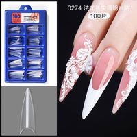 Appuyez sur l'ongle 100 PCS ABS Artificiel Transparent Couverture Complète Ongles Conseils Pointu Long Faux Ongles Fournisseur Pour Dame