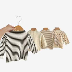 Primavera e autunno ragazzi ragazze camicie con fondo stampato <span class=keywords><strong>bambino</strong></span> manica lunga fiori top di cotone vestiti per bambini - Product Image 1