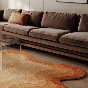 Alfombra de Forma Irregular Hecha a Mano |   Alfombra Retro para Sala de Estar con Diseño de Amoeba en Degradado de Atardecer, Decoración para el Hogar, Precio de Fábrica - Product Image 5
